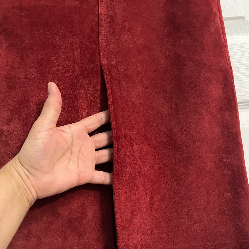 GAP Vintage‎ Y2K Red Suede Pencil Skirt Sz. M - Picture 7 of 11